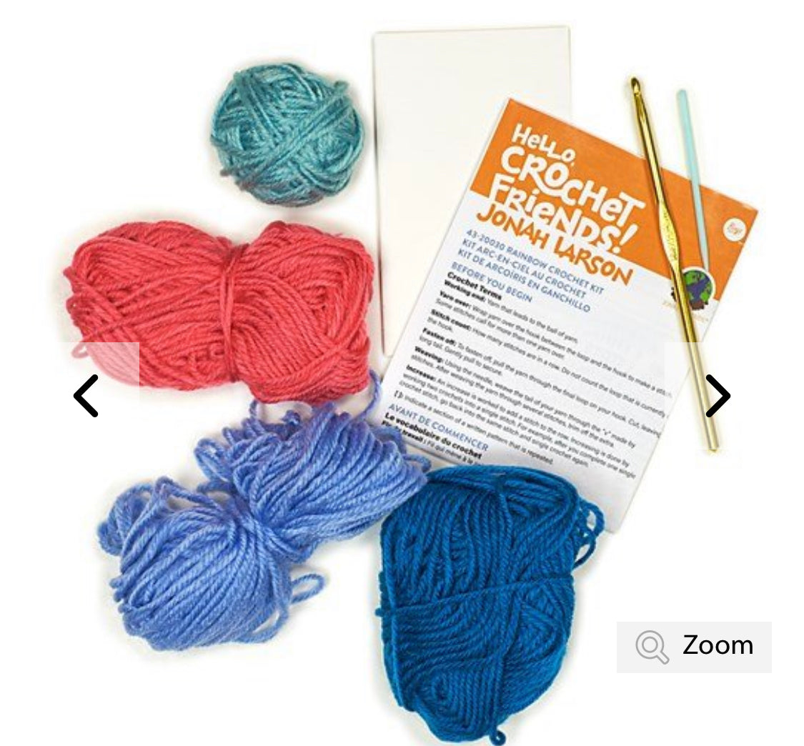 Simplicity 43-40023 Jonah's Hands DIY Hat Beginners Crochet Kit for Kids and Adults, Finished Project 7.5 x 26, Multicolor