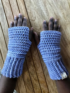 Copper cable wool fingerless gloves